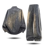 美式复古立领夹克套装男春季长袖外套长裤百搭两件套2507-特P110，男装夹克，电商A076