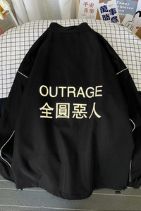 秋季夜光反光印花外套男ins港风潮流宽松大码情侣夹克4J图片