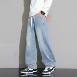 春秋季新款美式复古水洗牛仔裤宽松直筒高街牛仔裤子NZ1233-特P52，男装牛仔裤，电商A076