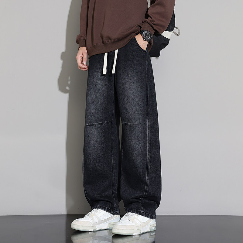 美式复古风弯刀牛仔裤男宽松直筒阔腿长裤水洗做旧NZ1233-特P52，男装牛仔裤，电商A076