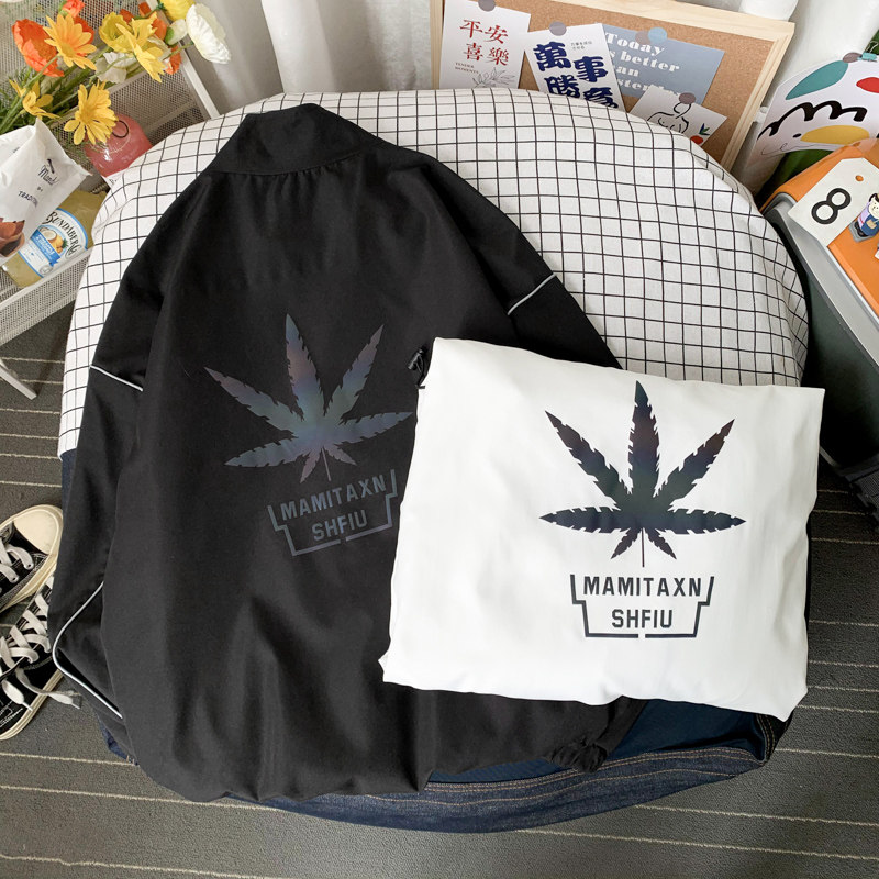 秋冬季夹克衣服外套中性风男女港风反光外套摆拍白底23J,男装夹克,电商A076