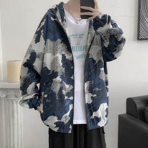 情侣连帽外套男女秋季印花夹克港风中性风迷彩12J