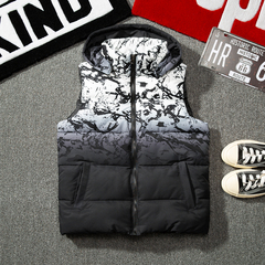 Down cotton vest for men and women winter lovers gradual star sky thickened vest Kirin style swing