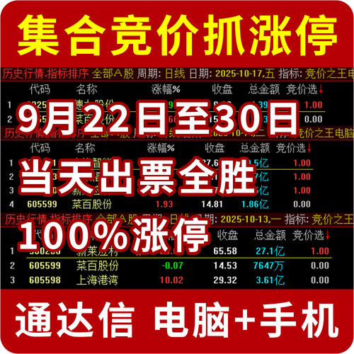 竞价抓涨停指标通达信竞价之王