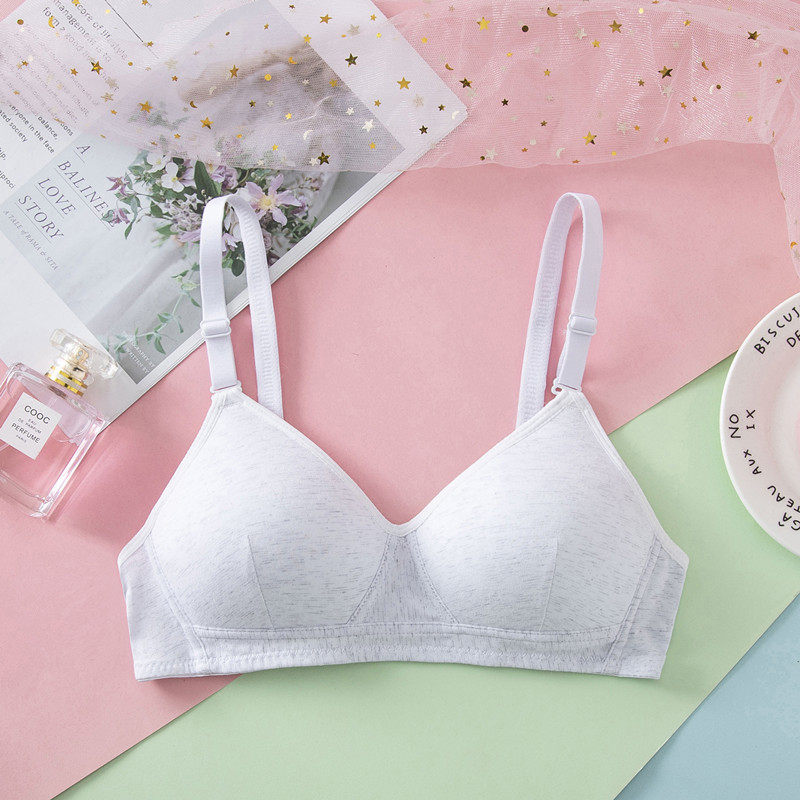 无钢圈少女套装内衣初中高中学生大学生文胸薄款发育期聚拢小胸罩