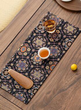 中式古典双面提花织宋锦长茶席轻奢茶室桌面干泡布艺禅意茶垫茶道