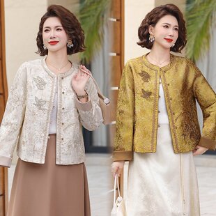 妈妈早春新款新中式设计感上衣中老年女装高贵国风刺绣小香风外套