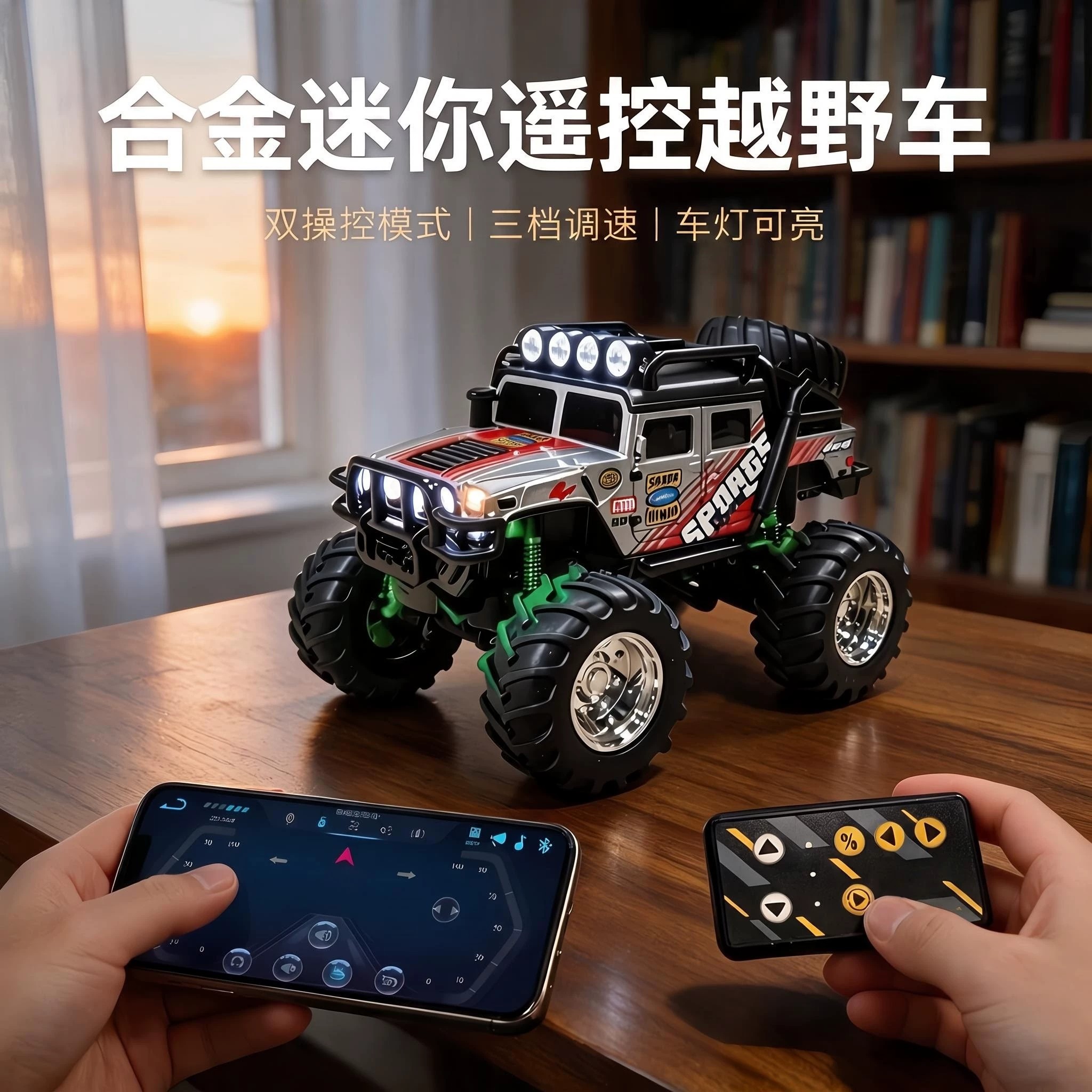 大脚怪合金迷你遥控车越野攀爬桌面rc超小汽车玩具儿童四驱黑科技