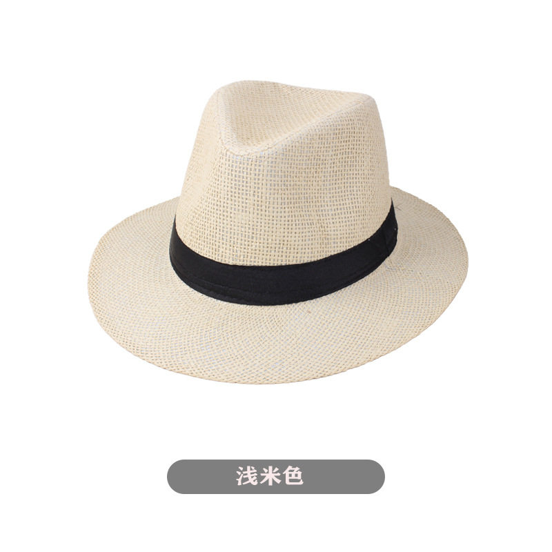 夏季大沿草编礼帽单丝草平沿牛仔户外遮阳帽男士大沿帽骑士帽防晒