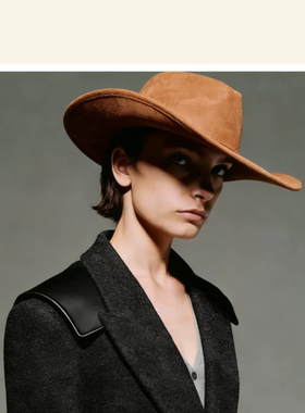 新款男女士麂皮绒礼帽大檐毡帽复古简约爵士帽出游跨境绅士宽檐帽