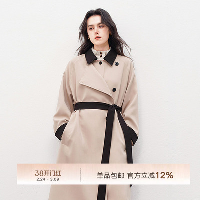 Next Weekend「飞鸟」 微光时刻 撞色拼接长款风衣