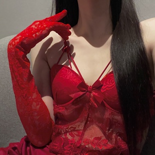 黑丝网纱蕾丝性感黑色蕾丝宫廷风复古高级感婚纱手套拍照道具 法式