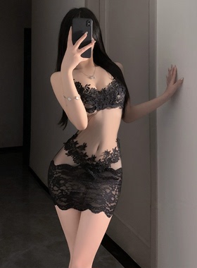 2025新款女夏性感睡裙纯欲风蕾丝吊带战袍高级感情感趣味内衣套装