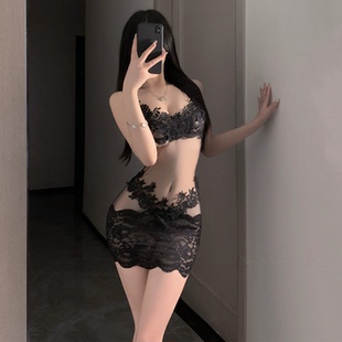 2025新款女夏性感睡裙纯欲风蕾丝吊带战袍高级感情感趣味内衣套装