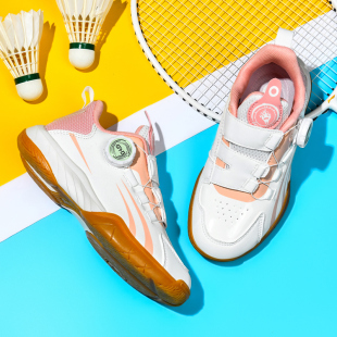 儿童专业级羽毛球鞋女童女款2025件新款旋纽扣男童专用训练鞋专业