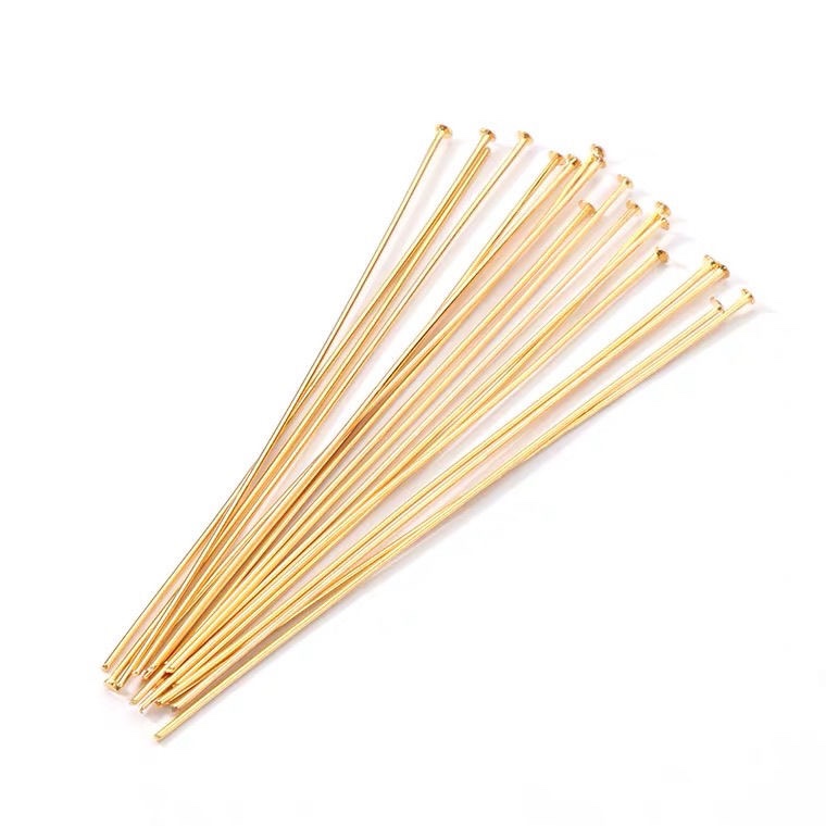 保色18K包金配件白金色银色T针平头针加长T字针diy头饰耳饰材料