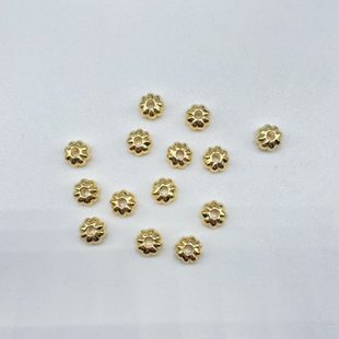 18k包金保色隔珠7mm扁瓜珠南瓜珠大孔隔珠手链饰品配件隔片散珠