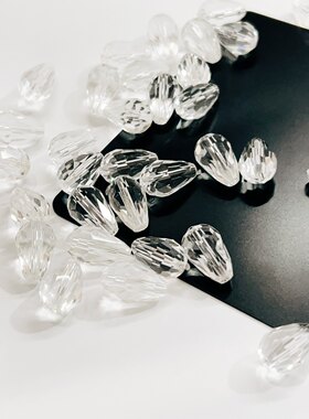 透明玻璃珠子通孔水滴珠滴水形状吊坠仿水晶吊坠挂件diy装饰材料