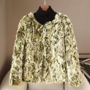 秋季新款女式小湖羊皮毛一体2025海宁气质名媛皮草外套女花色时尚