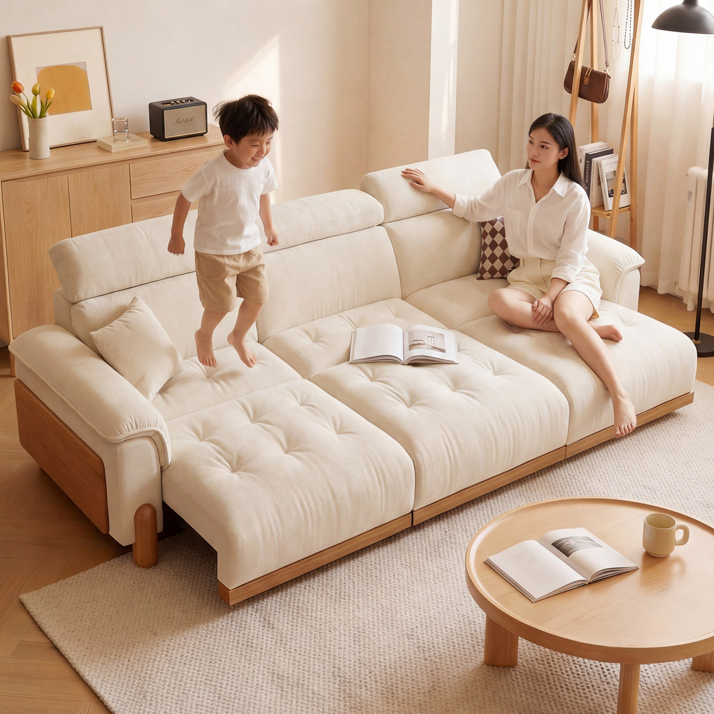 司朴政府补贴中古风电动沙发床客厅小户型伸缩直排猫抓布艺沙发,住宅家具,功能沙发,淘宝优惠券,粉丝福利购,淘宝优惠卷