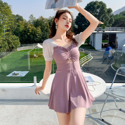 2022新款游泳衣女裙式温泉