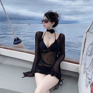 新款 bikini 性感辣妹纯欲风泳衣女分体比基尼三件套度假显瘦泳装