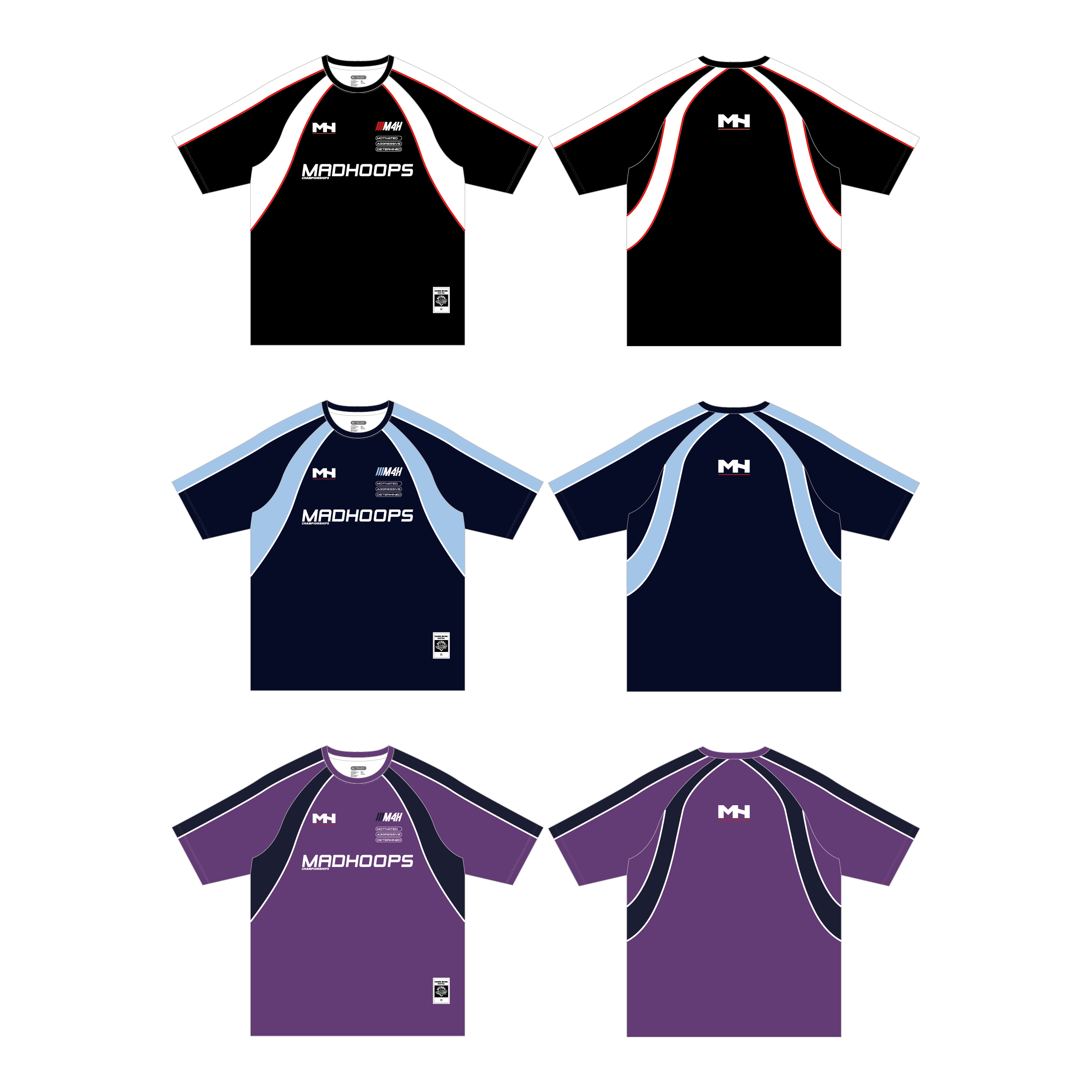 Madhoops复古美式赛车风圆领篮球飞盘排球速干短袖T恤运动服