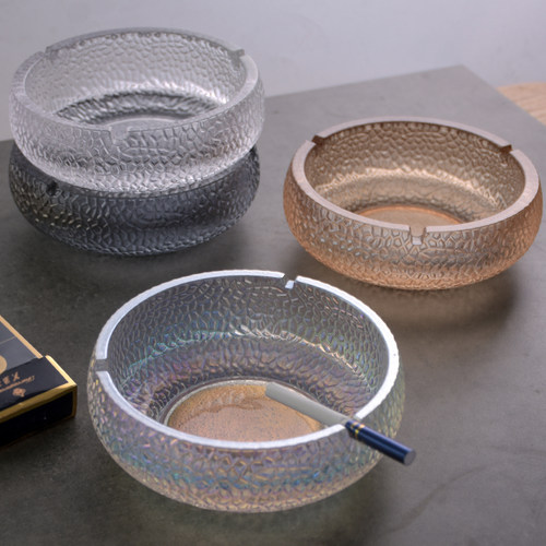 创意冰裂纹家用办公室玻璃烟灰缸