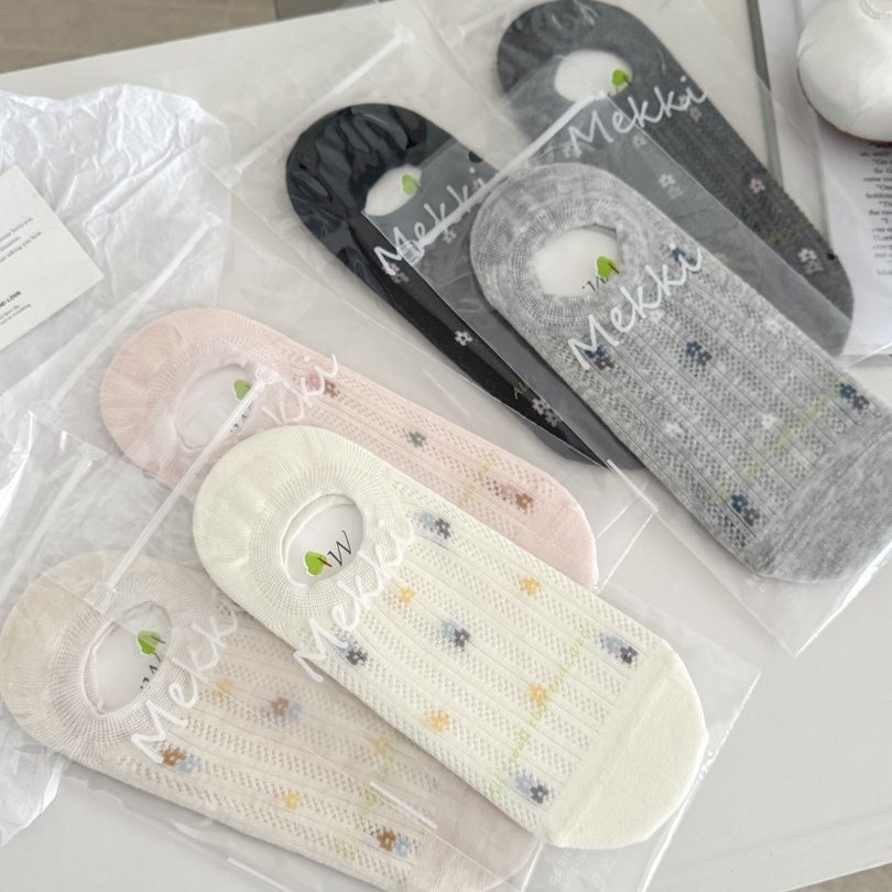 5双包邮夏季薄款船袜女士碎花浅口隐形袜ins风可爱防滑不掉跟短袜