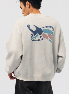 BOHRHOO25AW「混纺仿兔绒+698克重」独角仙提花保暖抗寒毛衣男冬