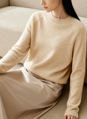 JIRANDESIGN-软糯圆领多色领宽松100%山羊绒衫女针织毛衣保暖