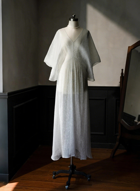 吉然JIRANDESIGN-风漪 新中式国风桑蚕丝真丝连衣裙度假拍照写真