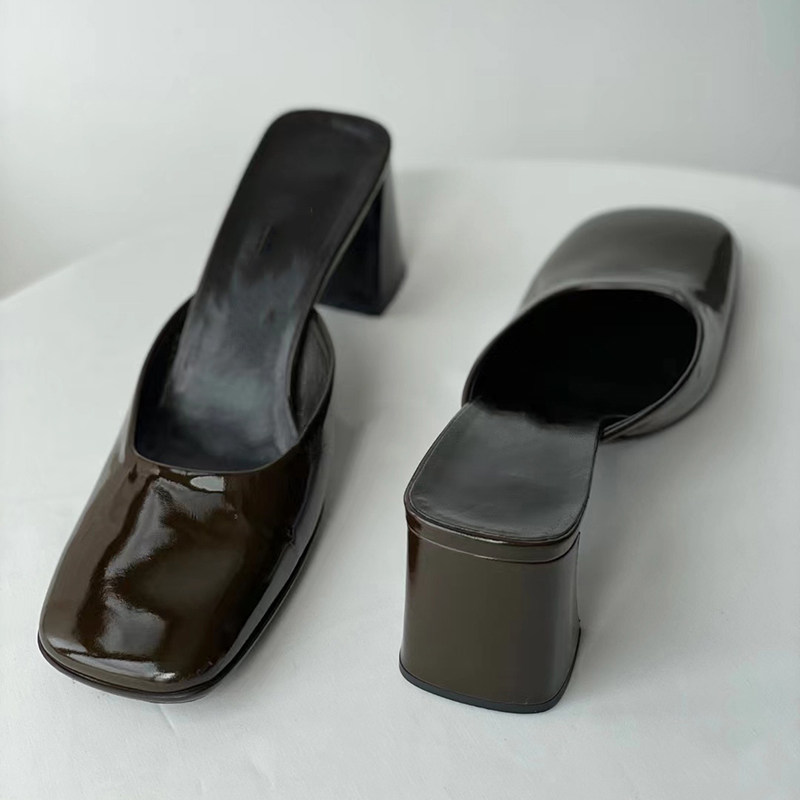 9号鞋坊！中古方头浅口高跟单鞋一脚蹬懒人鞋百搭高跟鞋包头凉拖,女鞋,穆勒鞋,淘宝优惠券,粉丝福利购,淘宝优惠卷