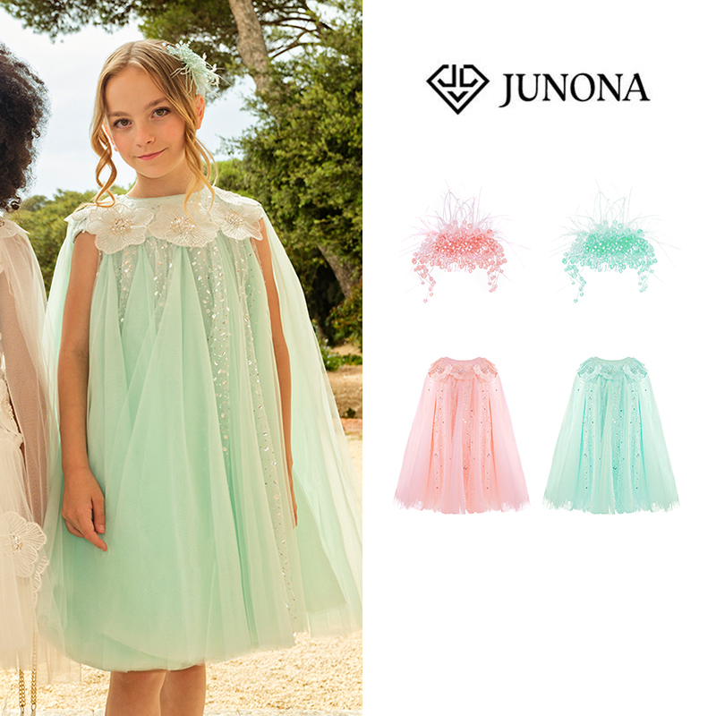 Junona礼服女童花朵仙气纱裙发饰
