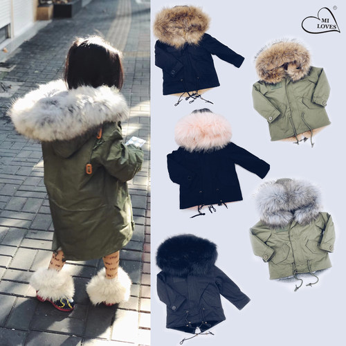 现货MILOVES新款男女儿童加绒加厚派克服中长款冬装棉服