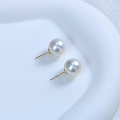 【可乐优选】18k金11-12mm正圆极光淡水珍珠耳钉