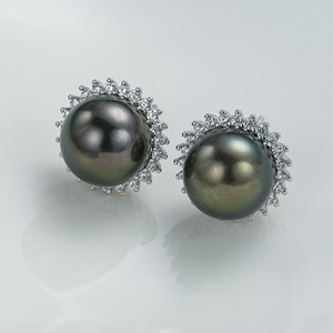 【可乐优选】9-10mmS925银大溪地海水珍珠耳钉