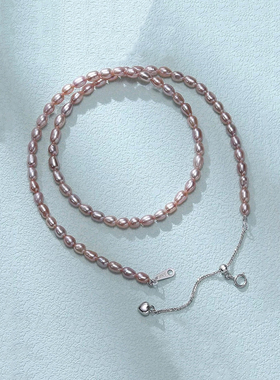 稀有金色野生keshi珍珠项链3-4mm X253