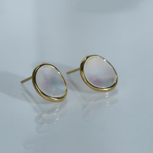 【可乐优选】设计师款925银10-11mm珍珠母贝耳钉