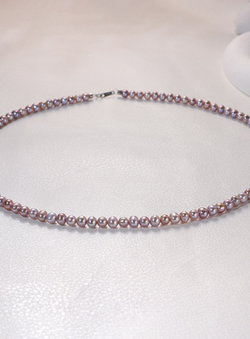 【可乐优选】[紫霞仙子]18K金4-5mm强光紫色无核baby珍链