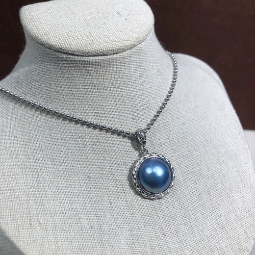 【可乐优选】天空蓝16-18mm海水马贝珍珠吊坠