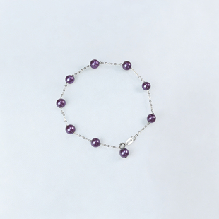 S925银稀有色4 5mm蓝莓紫淡水珍珠满天星手链 可乐优选