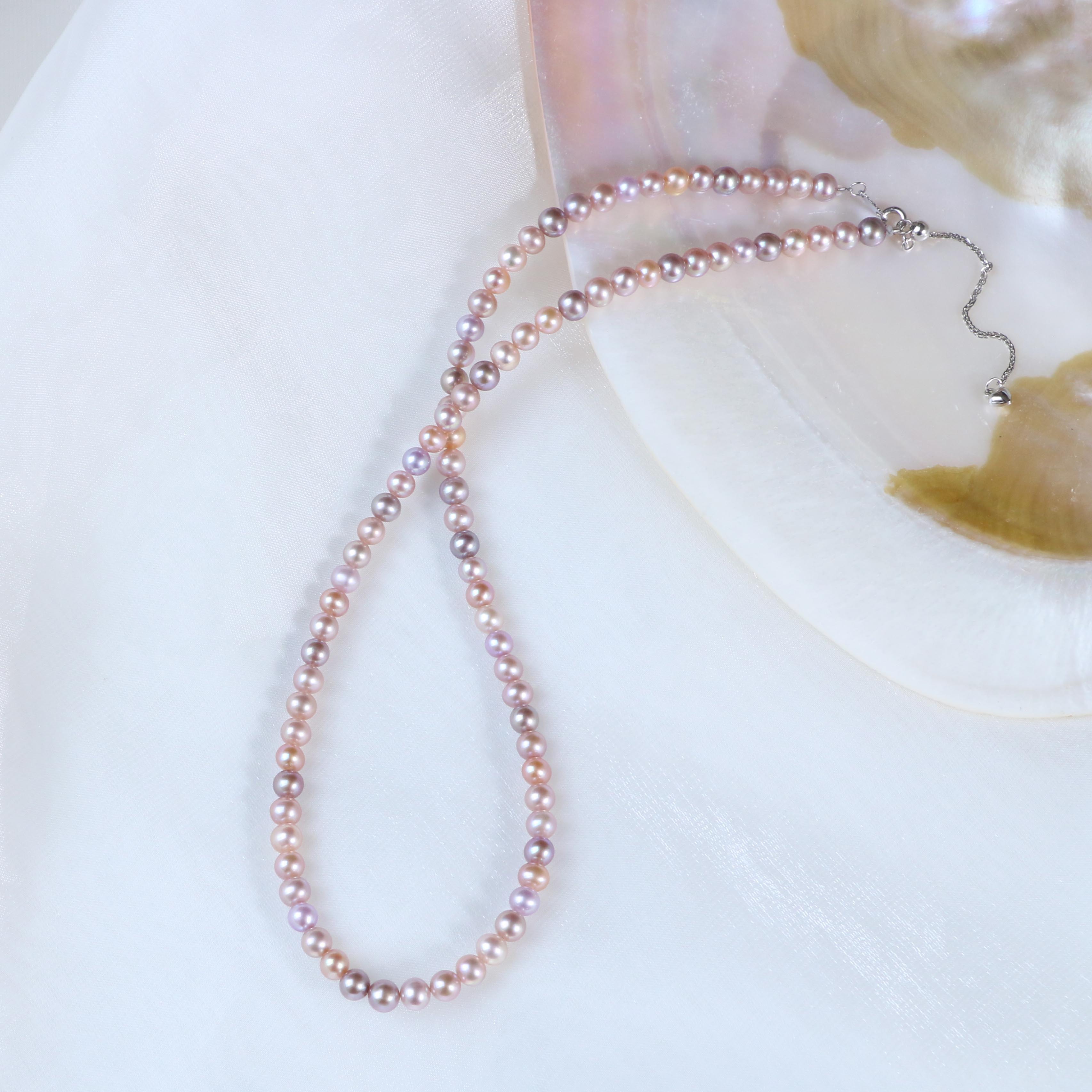 【可乐优选】S925银4-5mm强光淡水糖果色珍珠项链
