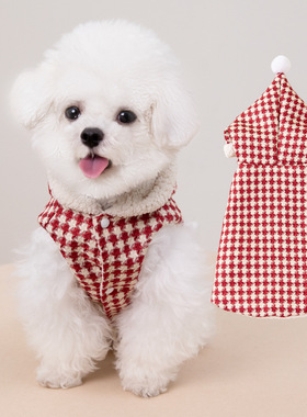 2025秋冬新款宠物狗狗服饰圣诞节款背心御寒外套猫咪衣服泰迪比熊