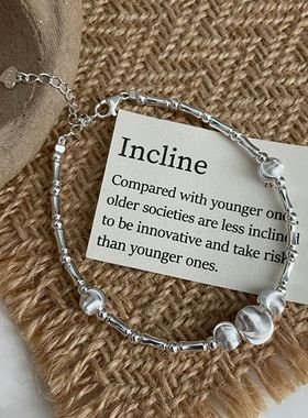 925纯银韩版小众设计感猫眼珠手链韩国风时尚复古款首饰品