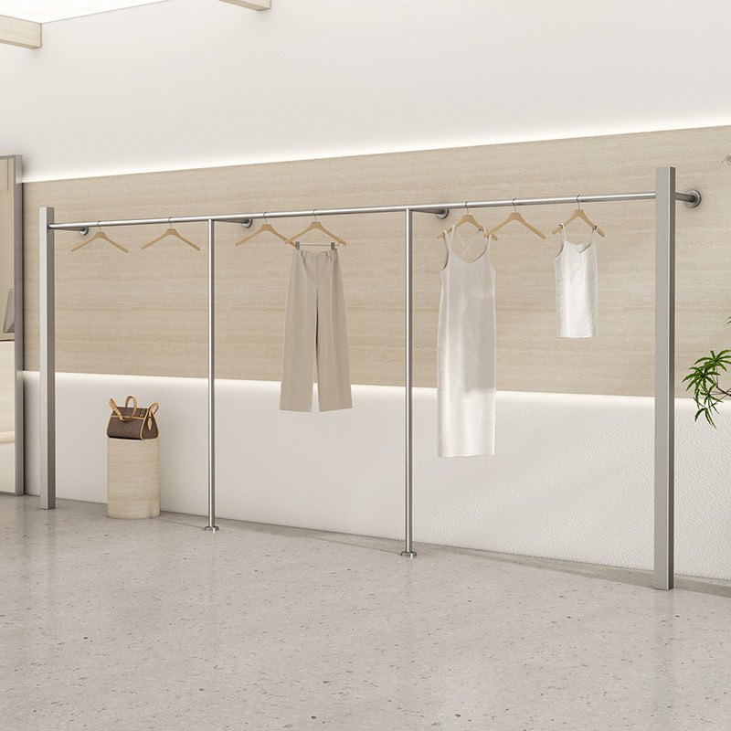 女装店货架服装店专用展示架上墙简约衣服陈列架不锈钢壁挂式衣架,商业/办公家具,服装展示架,淘宝优惠券,粉丝福利购,淘宝优惠卷