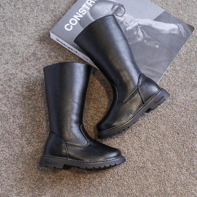 女童长筒靴单靴2025秋冬季新款宝宝黑色加绒女孩马丁靴公主中筒靴,童鞋/婴儿鞋/亲子鞋,皮靴,淘宝优惠券,粉丝福利购,淘宝优惠卷