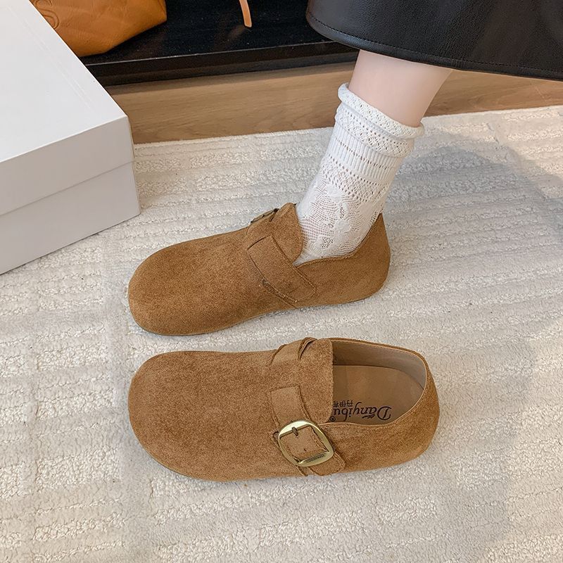 增高肯鞋懒人鞋子2025秋季韩版新款复古脚蹬单鞋女鞋厚底博肯鞋女