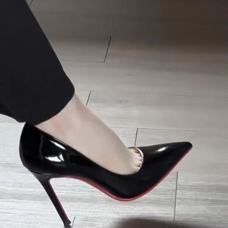 2025新款黑色红底床上调情高跟鞋性感百搭细跟不累脚尖头御姐单鞋