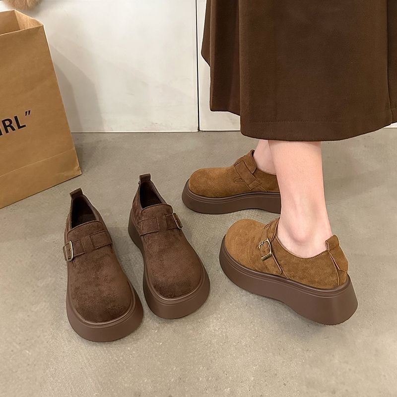 厚底增高勃肯鞋女2025春秋新款懒人一脚蹬复古博肯单鞋休闲乐福鞋